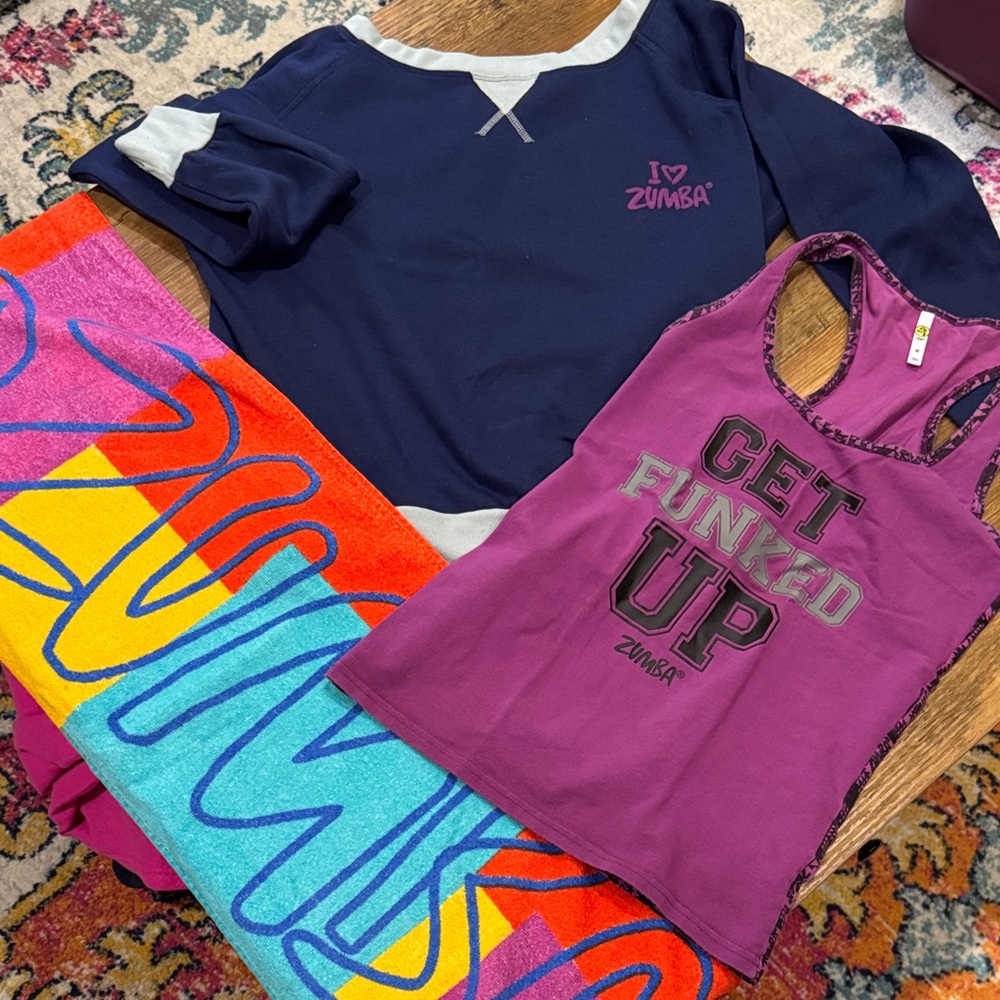 Zumba Long Sleeve Crew Neck, Tank and Towel